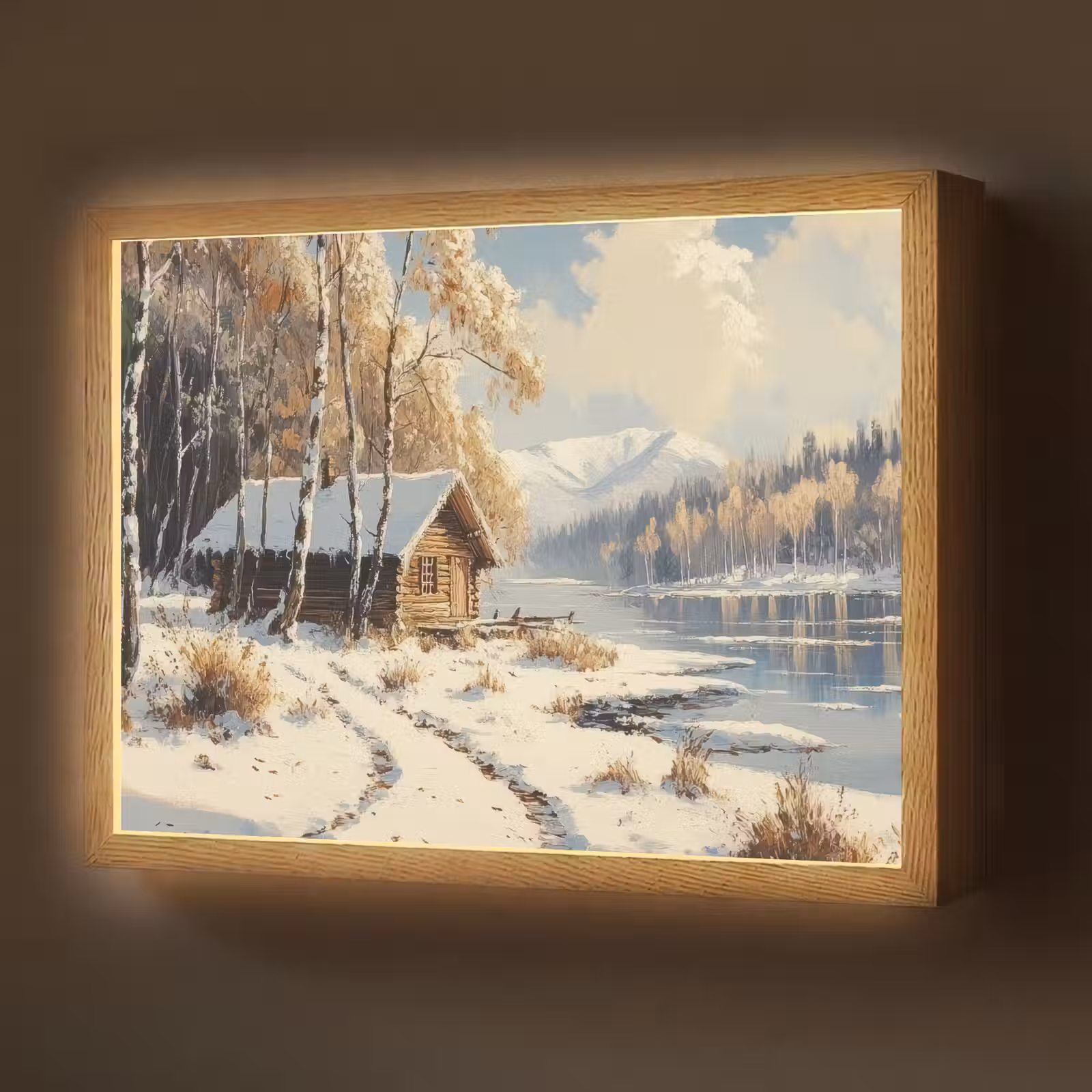 Lightbox - Wandlamp - Winter - Sneeuw - Huis - Natuur — 1