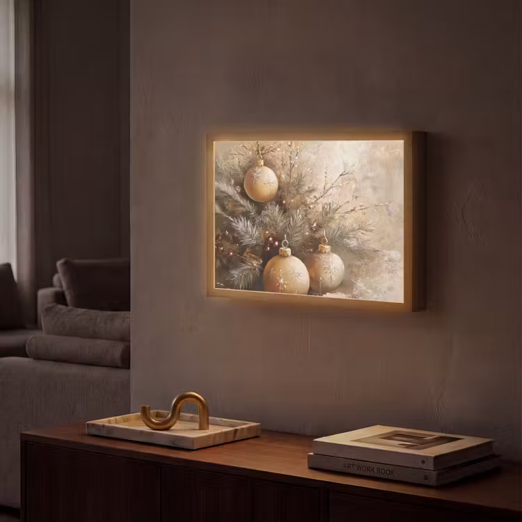 Lightbox - Wandlamp - Kerst - Kerstballen - Beige - Goud — 2