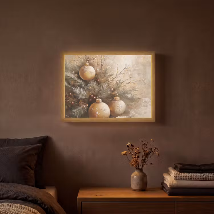 Lightbox - Wandlamp - Kerst - Kerstballen - Beige - Goud — 3