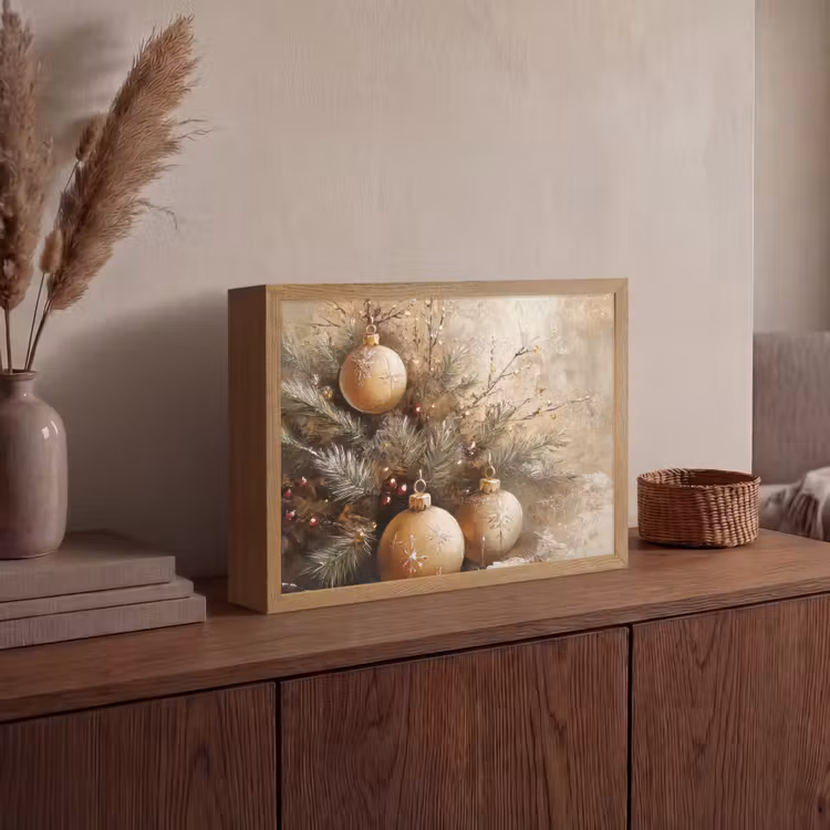 Lightbox - Wandlamp - Kerst - Kerstballen - Beige - Goud — 4