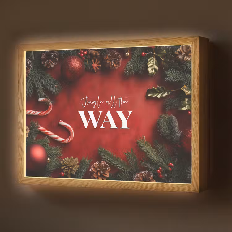 Lightbox - Wandlamp - Kerst - Quote - Rood - Kerstballen — 1