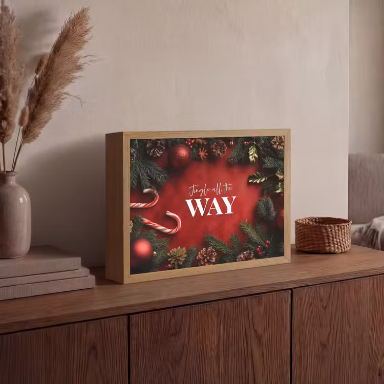 Lightbox - Wandlamp - Kerst - Quote - Rood - Kerstballen — 4