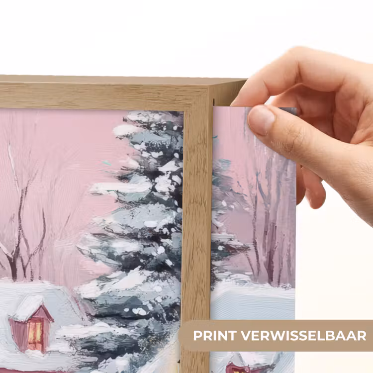Lightbox - Wandlamp - Kerstdorp - Roze - Winter - Sneeuw - Huizen — 5