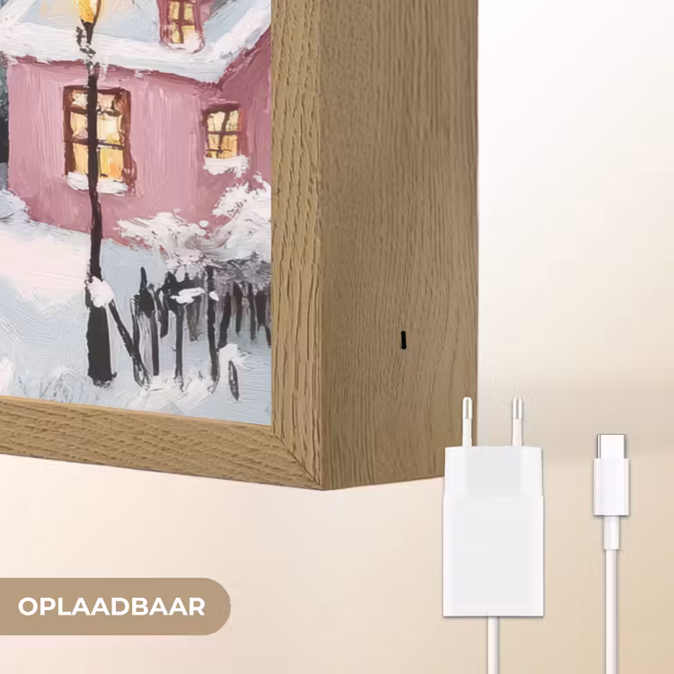 Lightbox - Wandlamp - Kerstdorp - Roze - Winter - Sneeuw - Huizen — 7