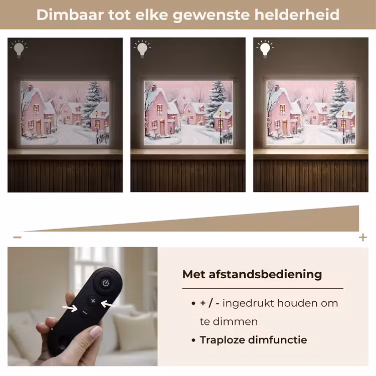 Lightbox - Wandlamp - Kerstdorp - Roze - Winter - Sneeuw - Huizen — 9