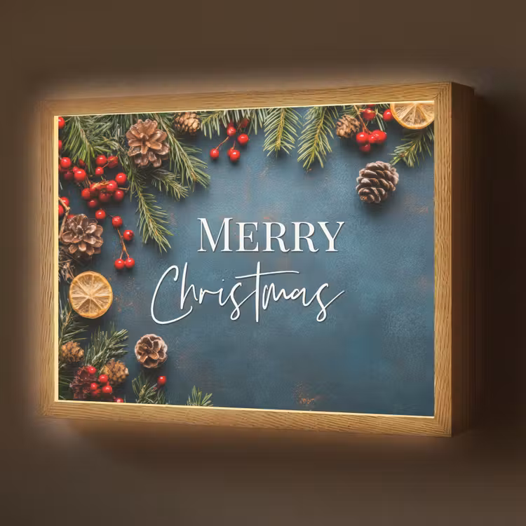 Lightbox - Wandlamp - Merry Christmas - Blauw - Kerst - Winter — 1