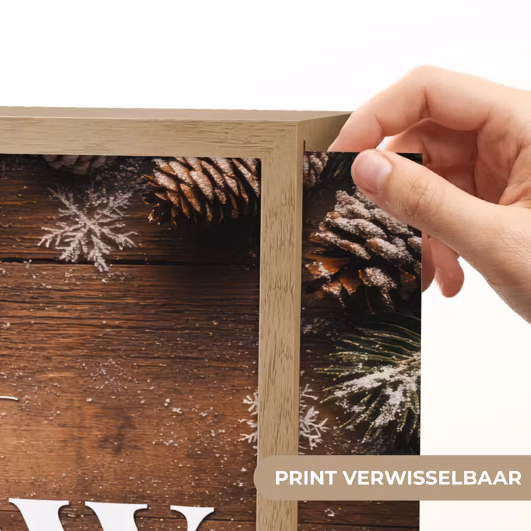 Lightbox - Wandlamp - Sneeuw - Houtlook - Quote - Let it snow — 5
