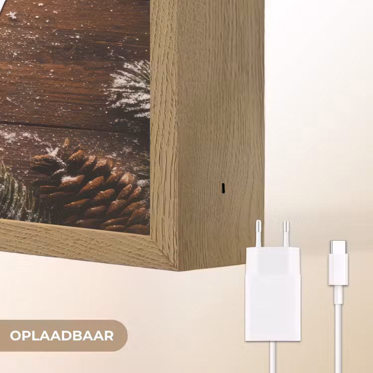 Lightbox - Wandlamp - Sneeuw - Houtlook - Quote - Let it snow — 7