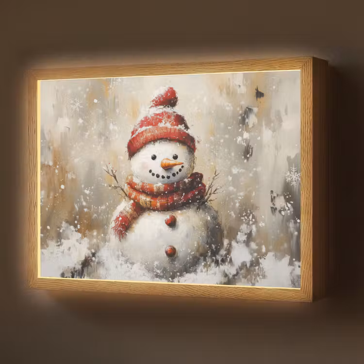 Lightbox - Wandlamp - Sneeuwpop - Winter - Sneeuw - Beige — 1