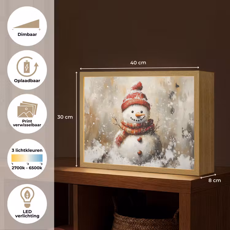 Lightbox - Wandlamp - Sneeuwpop - Winter - Sneeuw - Beige — 10