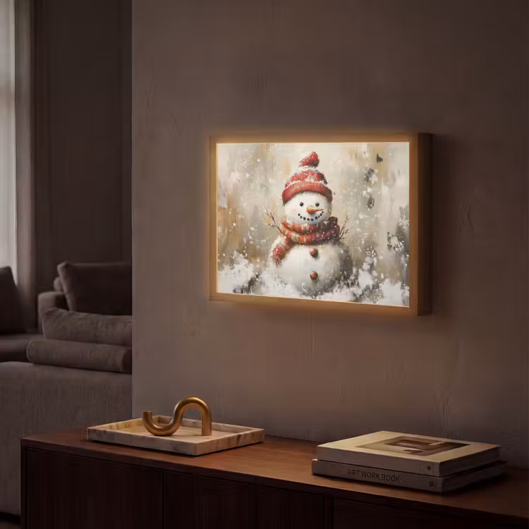 Lightbox - Wandlamp - Sneeuwpop - Winter - Sneeuw - Beige — 2