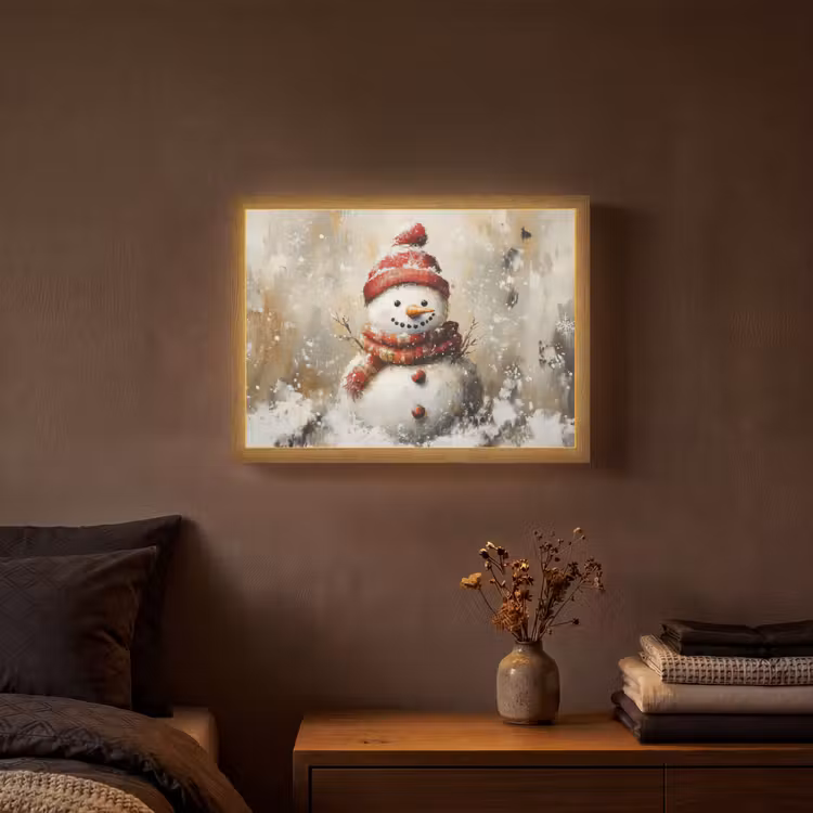 Lightbox - Wandlamp - Sneeuwpop - Winter - Sneeuw - Beige — 3