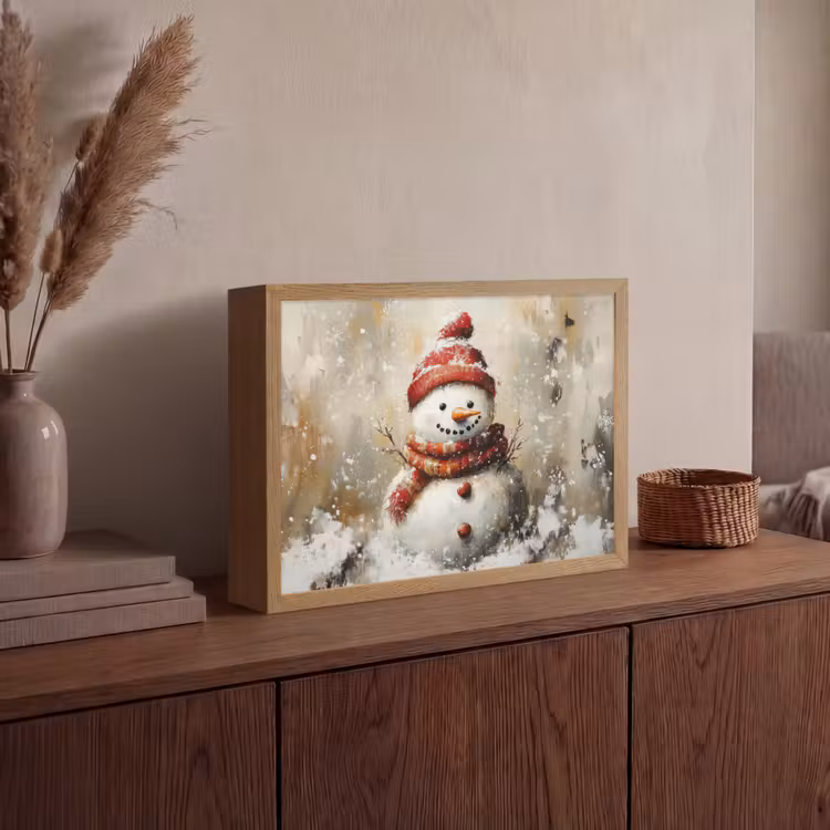 Lightbox - Wandlamp - Sneeuwpop - Winter - Sneeuw - Beige — 4