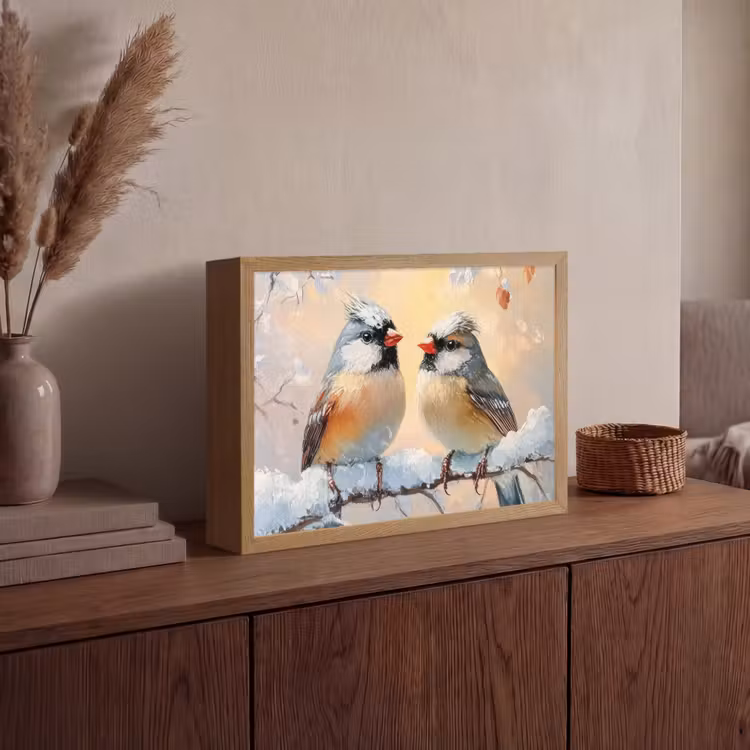 Lightbox - Wandlamp - Vogels - Tak - Winter - Sneeuw — 4