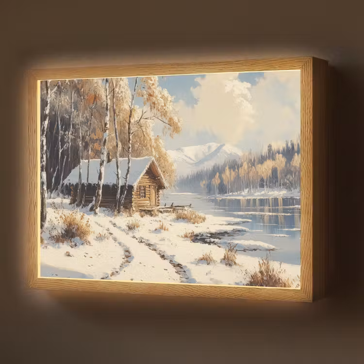 Lightbox - Wandlamp - Winter - Sneeuw - Huis - Natuur — 1