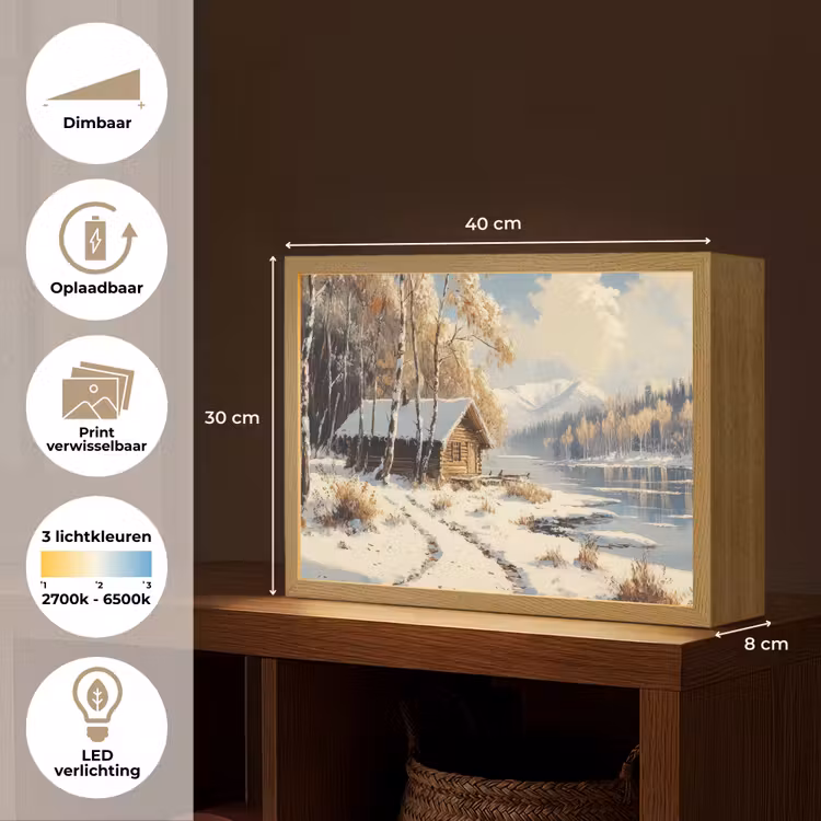 Lightbox - Wandlamp - Winter - Sneeuw - Huis - Natuur — 10