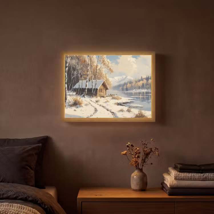 Lightbox - Wandlamp - Winter - Sneeuw - Huis - Natuur — 3