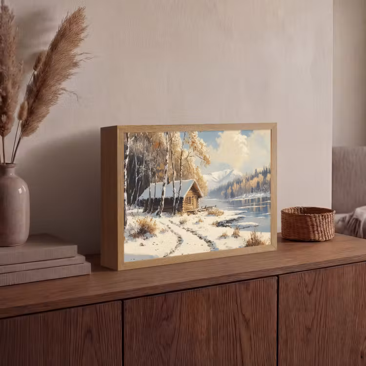 Lightbox - Wandlamp - Winter - Sneeuw - Huis - Natuur — 4