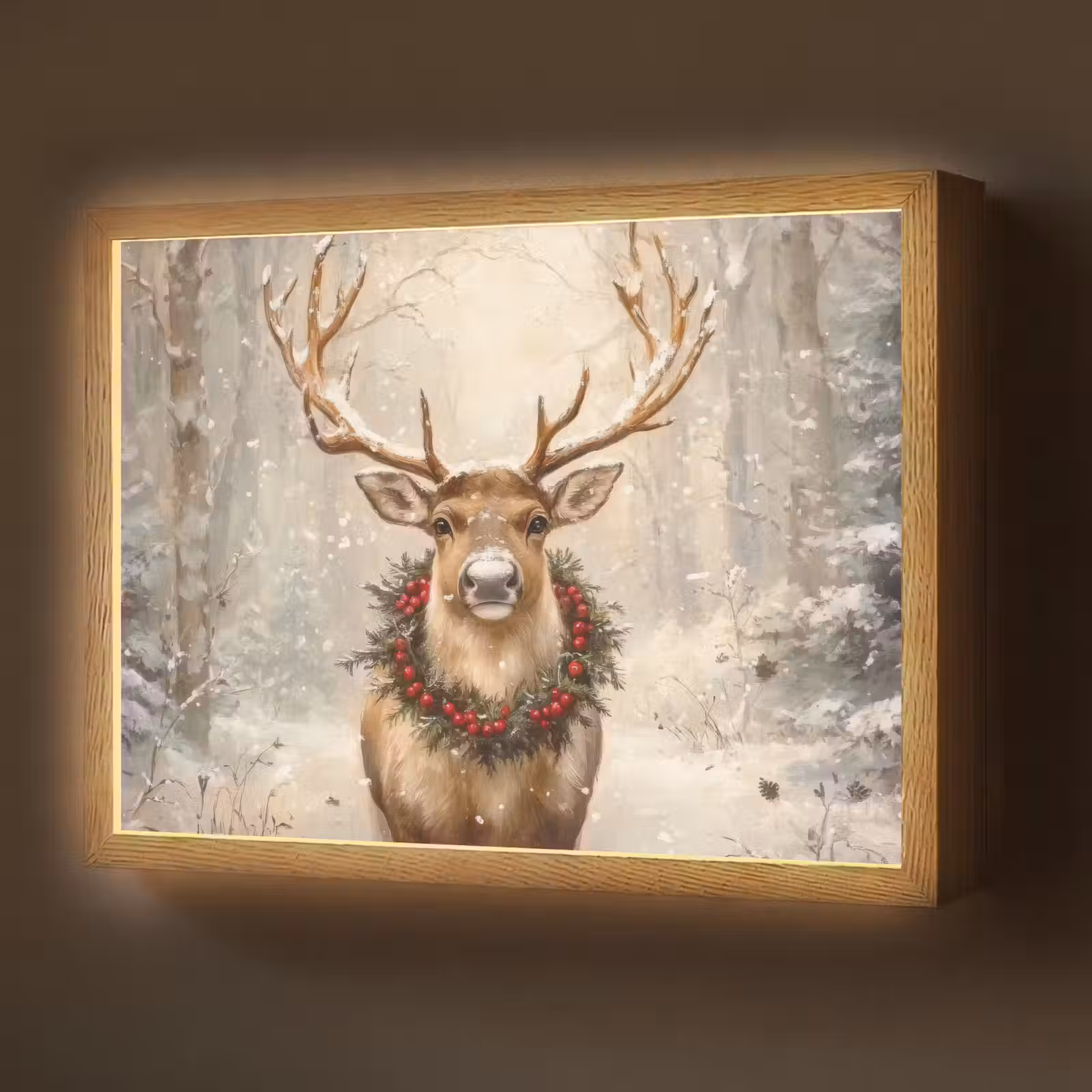 Lightbox - Wandlamp - Kerst - Rendier - Winter - Krans — 1