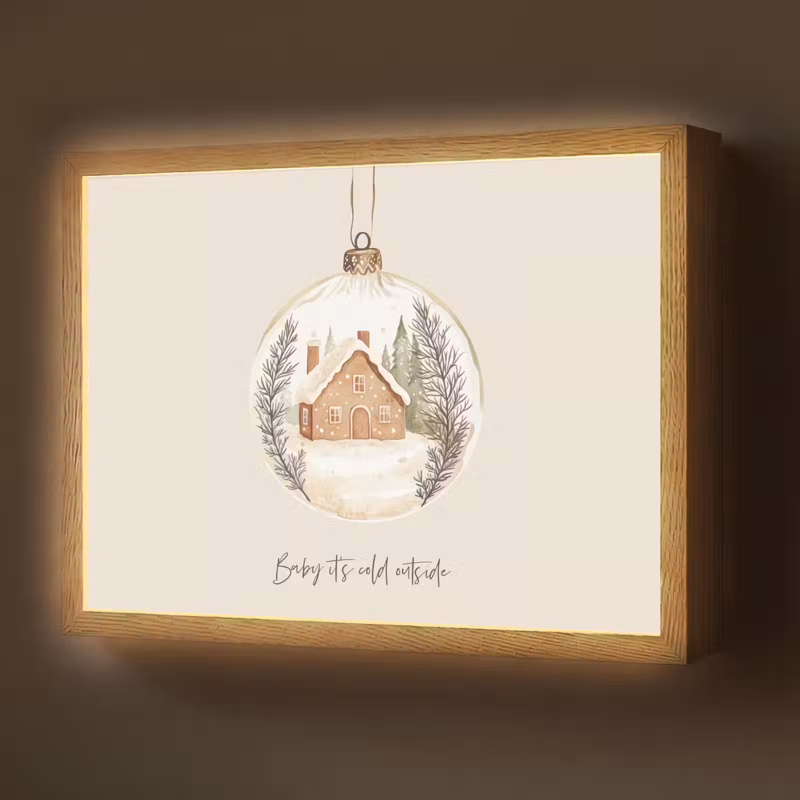 Lightbox - Wandlamp - Quote - Winter - Kerst - Beige - Kerstbal — 1