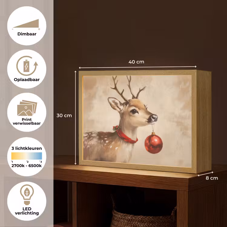 Lightbox - Wandlamp - Kerst - Hert - Gewei - Kerstbal - Rendier — 10
