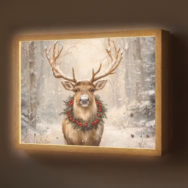 Lightbox - Wandlamp - Kerst - Rendier - Winter - Krans — 1