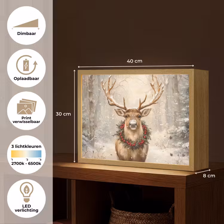 Lightbox - Wandlamp - Kerst - Rendier - Winter - Krans — 10