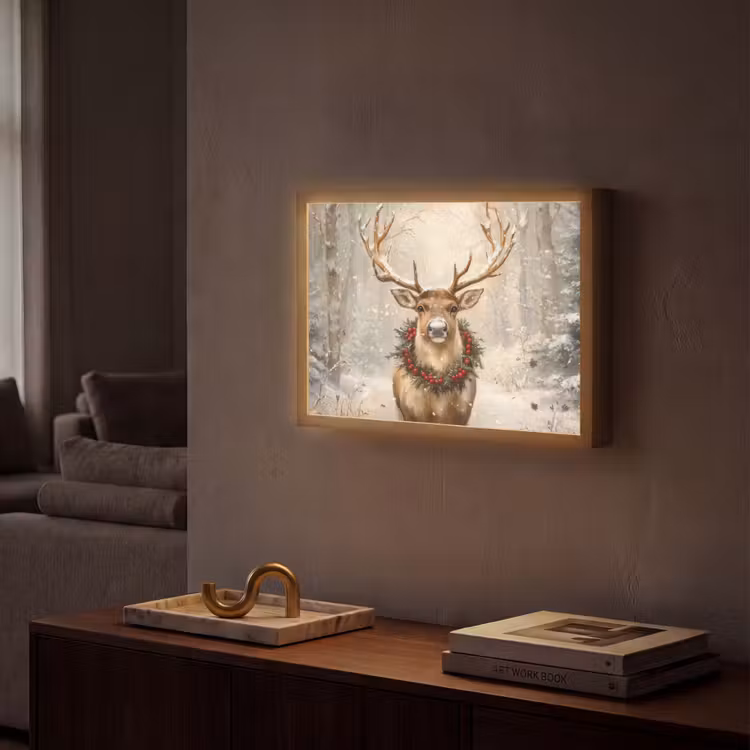 Lightbox - Wandlamp - Kerst - Rendier - Winter - Krans — 2