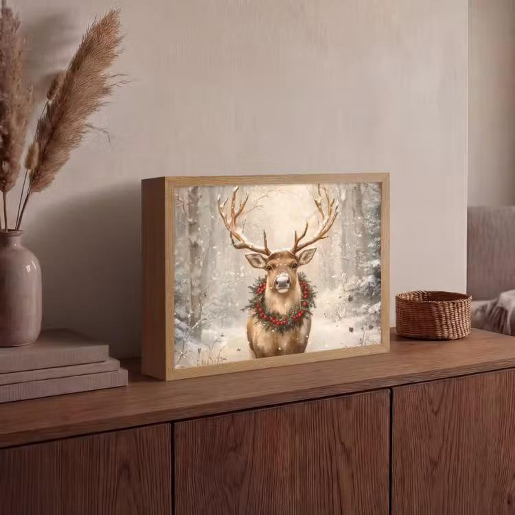 Lightbox - Wandlamp - Kerst - Rendier - Winter - Krans — 4