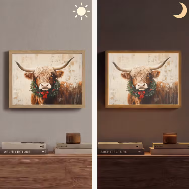 Lightbox - Wandlamp - Kerst - Schotse Hooglander - Bruin - Krans — 6