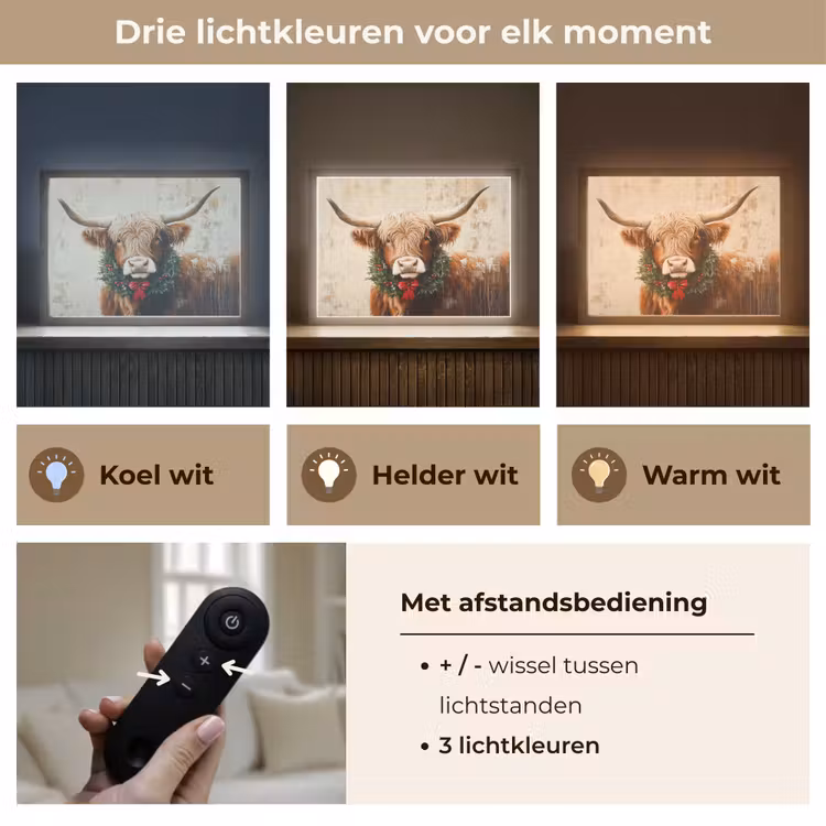 Lightbox - Wandlamp - Kerst - Schotse Hooglander - Bruin - Krans — 8