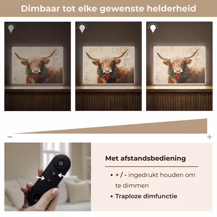 Lightbox - Wandlamp - Kerst - Schotse Hooglander - Bruin - Krans — 9