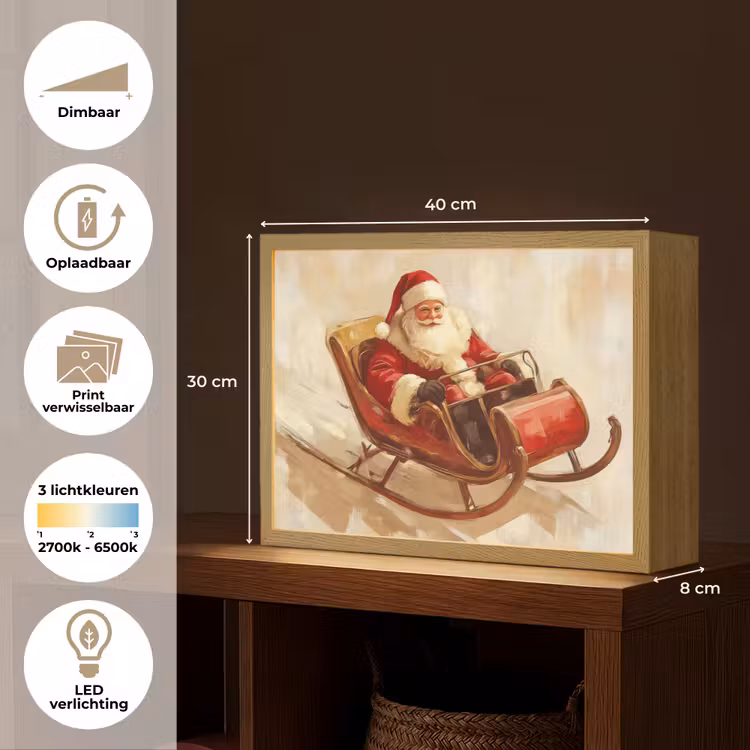 Lightbox - Wandlamp - Kerst - Slee - Kerstman — 10