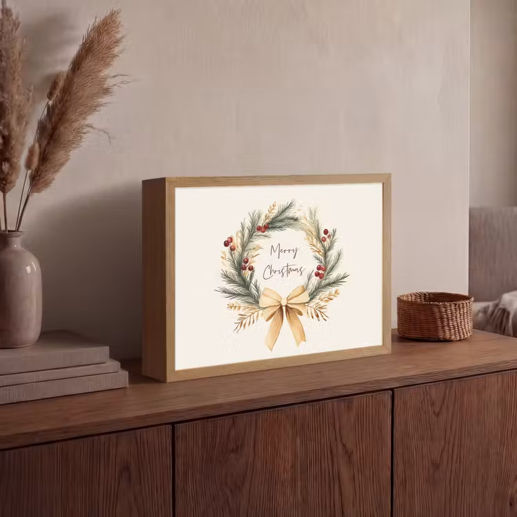 Lightbox - Wandlamp - Kerstkrans - Kerst - Goud - Beige — 4