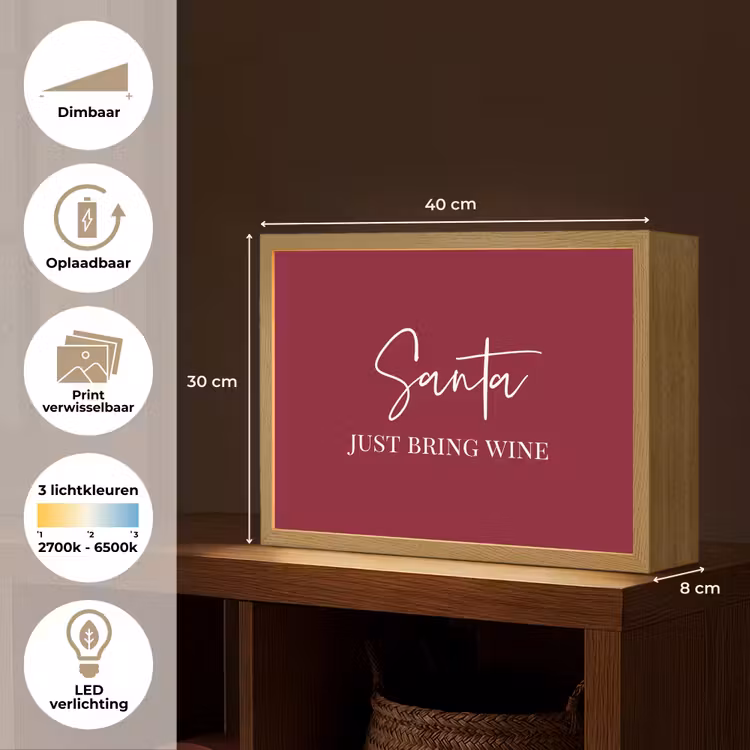 Lightbox - Wandlamp - Santa - Wine - Rood - Kerst - Kerstman — 10