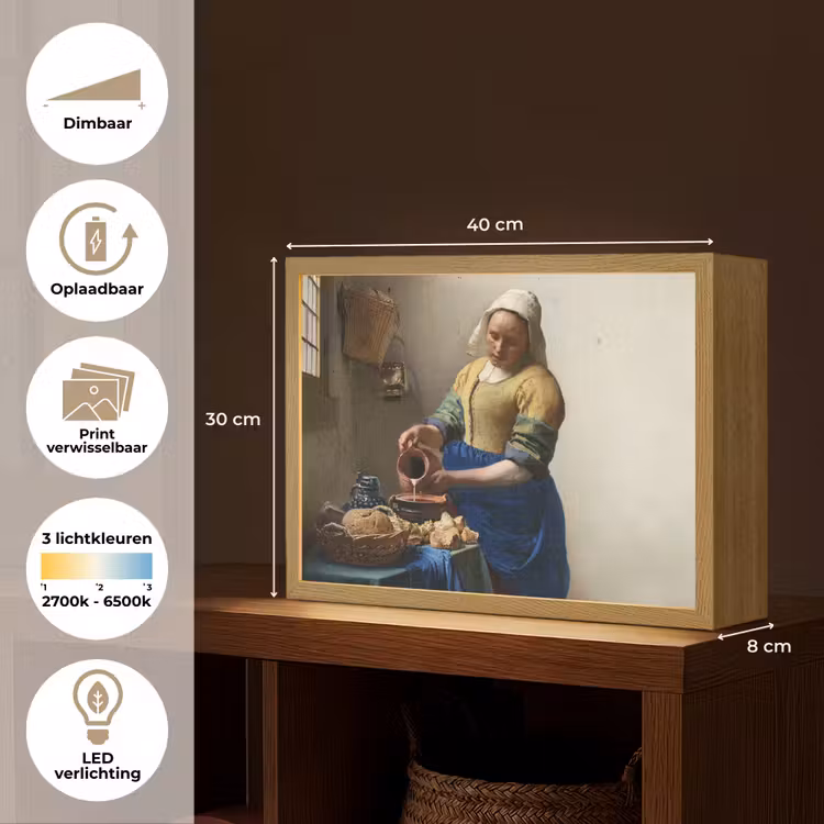 Lightbox - Wandlamp - Het melkmeisje - Kunst - Oude meesters - Vermeer — 10