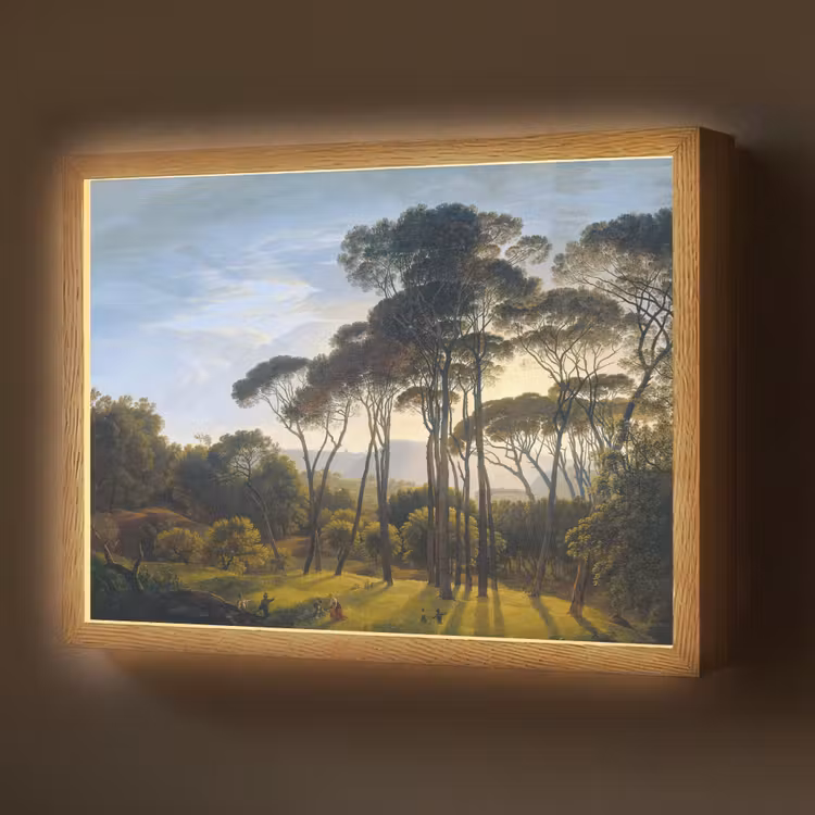 Lightbox - Wandlamp - Italiaans landschap met parasoldennen - Kunst - Oude meesters — 1