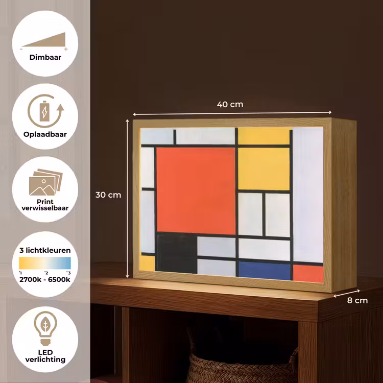Lightbox - Wandlamp - Kunst - Mondriaan - Oude meesters - Compositie 2 — 10