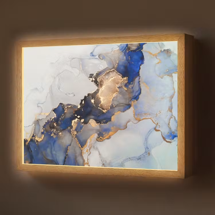 Lightbox - Wandlamp - Marmer - Blauw - Goud — 1