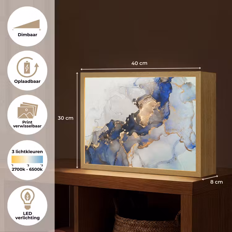 Lightbox - Wandlamp - Marmer - Blauw - Goud — 10