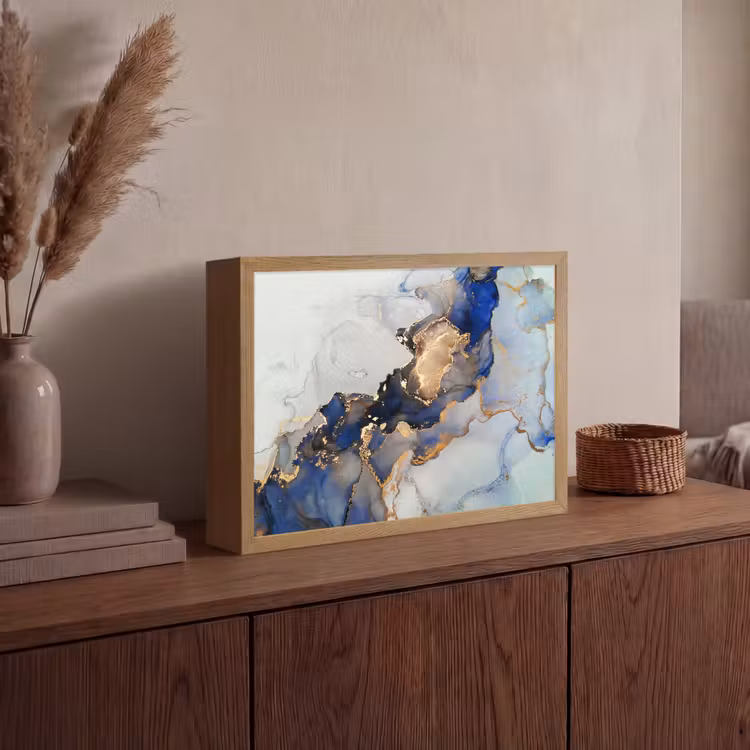 Lightbox - Wandlamp - Marmer - Blauw - Goud — 4