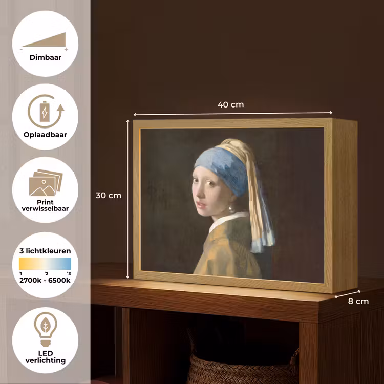 Lightbox - Wandlamp - Meisje met de parel - Schilderij - Oude meesters - Vermeer — 10