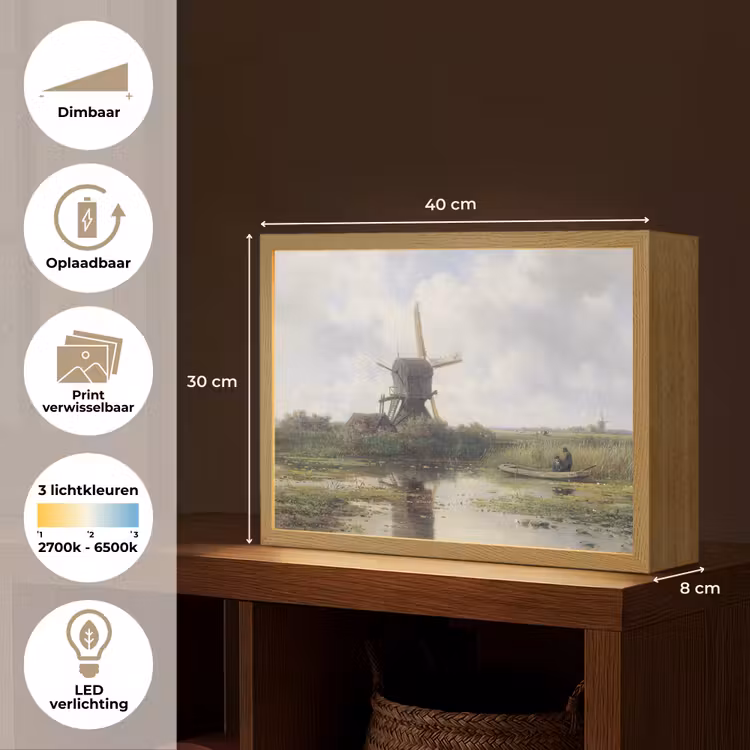 Lightbox - Wandlamp - Molen - Willem Roelofs - Oude meesters - Kunst — 10
