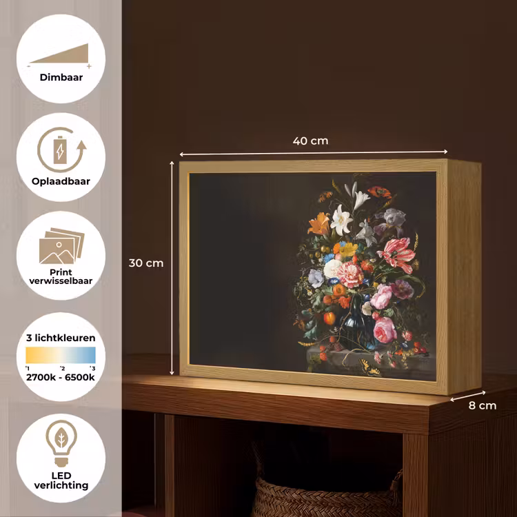 Lightbox - Wandlamp - Oude meesters - Kunst - Vaas met bloemen - Jan Davidsz de Heem — 10