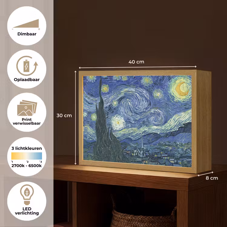 Lightbox - Wandlamp - Sterrennacht - Schilderij - Oude meesters - Vincent van Gogh — 10