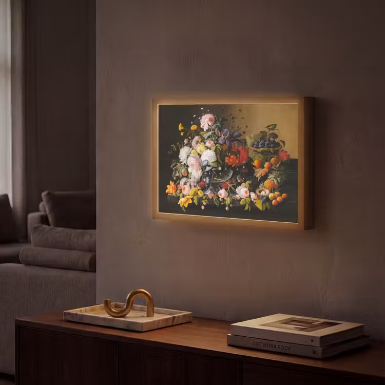 Lightbox - Wandlamp - Stilleven met bloemen en fruit - Kunstwerk - Oude meesters — 2