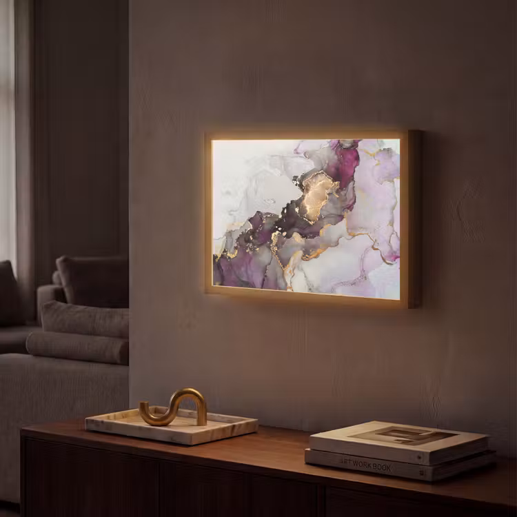 Lightbox - Wandlamp - Marmer - Abstract - Goud - Paars — 2