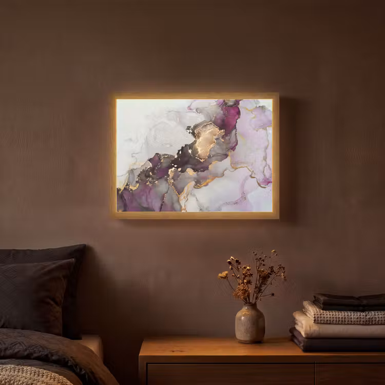 Lightbox - Wandlamp - Marmer - Abstract - Goud - Paars — 3