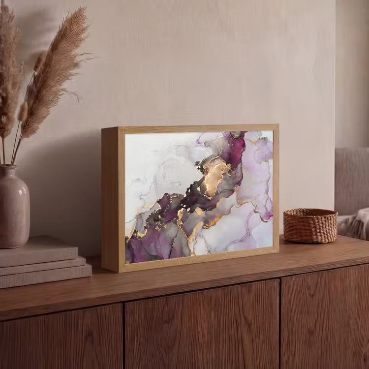 Lightbox - Wandlamp - Marmer - Abstract - Goud - Paars — 4