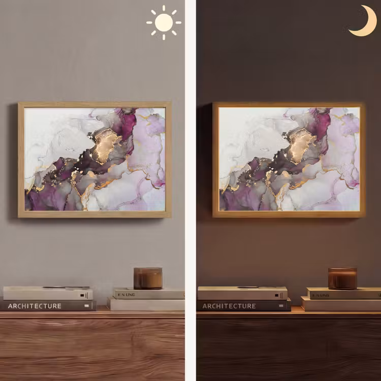 Lightbox - Wandlamp - Marmer - Abstract - Goud - Paars — 6